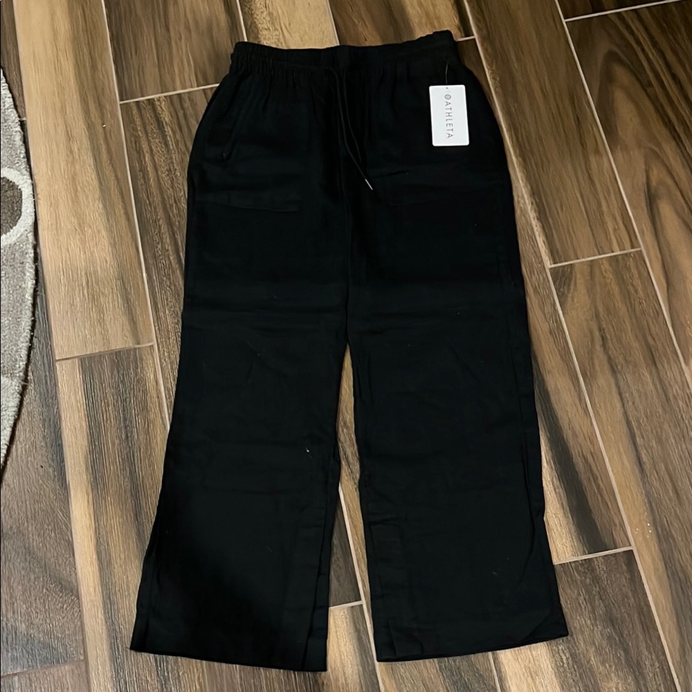 Black Drawstring Pants 100%linen